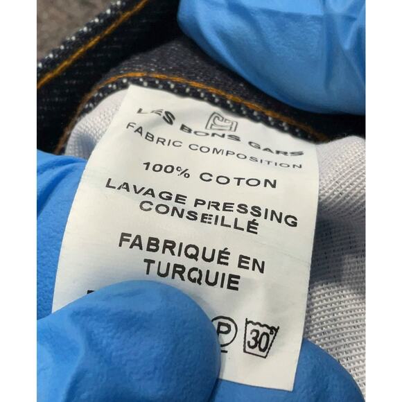 nwot Les Bons Gars Dark Denim Logo Straight Leg Jeans Small (32 X 34.5) - Picture 5 of 6